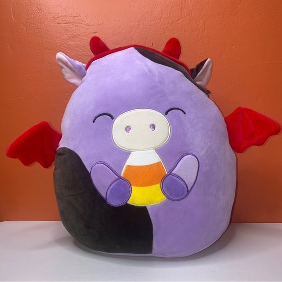 Halloween Squishmallow Alexie the Devil Cow Eating Candy Corn 12” - Picture 2 of 10
